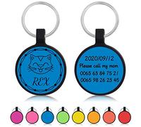 Uiopa 2pcs Targhetta Cane con Incisione, Silenzioso Siliconica Medaglietta Cane Personalizzata, Rotonda Medaglietta Gatto con Incisione, Targhette per Collare Cani e Gatti (Blu)