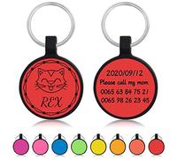 Uiopa 2pcs Targhetta Cane con Incisione, Silenzioso Siliconica Medaglietta Cane Personalizzata, Rotonda Medaglietta Gatto con Incisione, Targhette per Collare Cani e Gatti (Rosso)
