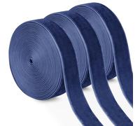 Uiopa 3 Rotoli Nastro Blu Denim in Velluto 15mm x 4,5m Nastro Regalo di Velluto Nastri Decorativi Tessuto per Matrimoni, Feste, Ghirlande, Decorazioni, Fai da Te
