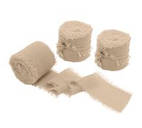 Uiopa 3 Rotoli Nastro Chiffon, 38mm x 6,4m Nastro Regalo Cachi in Chiffon di Seta Sfrangiato, Nastri Decorativi Tessuto per Bouquet da Sposa, Inviti di Nozze, Festival, Fai da Te