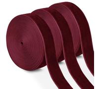 Uiopa 3 Rotoli Nastro Rosso Vino in Velluto 20mm x 4,5m Nastro Regalo di Velluto Nastri Decorativi Tessuto per Matrimoni, Feste, Ghirlande, Decorazioni, Fai da Te