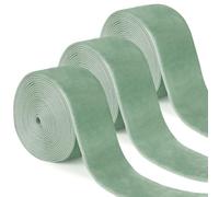 Uiopa 3 Rotoli Nastro Verde Menta in Velluto 38mm x 2,7m Nastro Regalo di Velluto Nastri Decorativi Tessuto per Matrimoni, Feste, Ghirlande, Decorazioni, Fai da Te