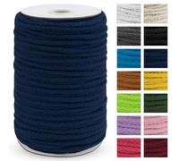 Uiopa Corda macramè da 5 mm x 90 m, spessa corda macramè in cotone intrecciato a 8 fili, colore blu navy, per appendere piante, appendere alla parete, acchiappasogni, giardino, progetti fai da te