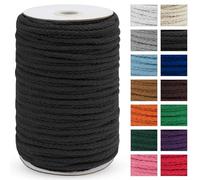 Uiopa Corda macramè da 5 mm x 90 m, spessa corda macramè in cotone intrecciato a 8 fili, corda di cotone grigio scuro per appendere piante, appendere alla parete, acchiappasogni, giardino, progetti