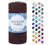 Uiopa Corda Macrame 2mm x 200m, Filo Macrame Corda Cotone, 3 Fili Cordoncino Cotone Spago Colorata, Cordino per Borse Uncinetto Arazzo da Parete Artigianato Fai Da Te Appendini per Piante