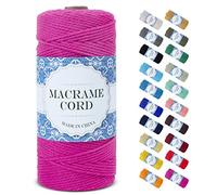 Uiopa Corda Macrame 2mm x 200m, Filo Macrame Corda Cotone Macramè Filo, 3 Fili Cordoncino Cotone Spago Colorata, Cordino per Borse Uncinetto Arazzo da Parete Artigianato Fai Da Te Appendini per Piante