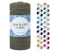 Uiopa Corda Macrame 2mm x 200m, Filo Macrame Corda Cotone Macramè Filo, 3 Fili Cordoncino Cotone Spago Colorata, Cordino per Borse Uncinetto Arazzo da Parete Artigianato Fai Da Te Appendini per Piante