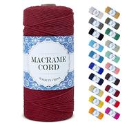 Uiopa Corda Macrame 2mm x 200m, Filo Macrame Corda Cotone Macramè Filo, 3 Fili Cordoncino Cotone Spago Colorata, Cordino per Borse Uncinetto Arazzo da Parete Artigianato Fai Da Te Appendini per Piante