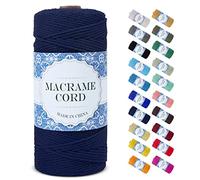 Uiopa Corda Macrame 2mm x 200m, Filo Macrame Corda Cotone Macramè Filo, 3 Fili Cordoncino Cotone Spago Colorata, Cordino per Borse Uncinetto Arazzo da Parete Artigianato Fai Da Te Appendini per Piante