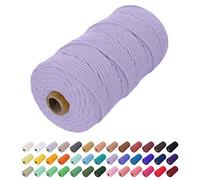 Uiopa Corda Macrame 2mm x 200m, Filo Macrame Natural Cordoncino Cotone Corda Colorata, Cordino per Borse Uncinetto, Arazzo da Parete, Cesto di Piante Appeso, Decorazioni Fai Da Te (Viola)