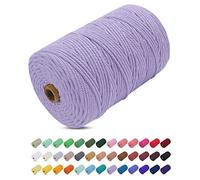 Uiopa Corda Macrame 3mm x 200m, Filo Macrame Cordoncino Cotone Naturale Spago Colorato Cordino per Borse Uncinetto, Wall Hanging, Decorazioni, Fai da Te, Piante da Appendere (Viola)