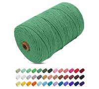 Uiopa Corda Macrame 3mm x 200m, Filo Macrame Cordoncino Cotone Naturale Spago Colorato Cordino per Borse Uncinetto, Wall Hanging, Decorazioni, Fai da Te, Piante da Appendere (Verde)