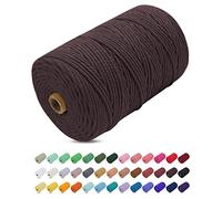 Uiopa Corda Macrame 3mm x 200m, Filo Macrame Cordoncino Cotone Naturale Spago Colorato Cordino per Borse Uncinetto, Wall Hanging, Decorazioni, Fai da Te, Piante da Appendere (Marrone)