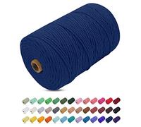 Uiopa Corda Macrame 3mm x 200m, Filo Macrame Cordoncino Cotone Naturale Spago Colorato Cordino per Borse Uncinetto, Wall Hanging, Decorazioni, Fai da Te, Piante da Appendere (Blu scuro)