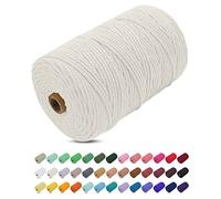 Uiopa Corda Macrame 3mm x 200m, Filo Macrame Cordoncino Cotone Naturale Spago Colorato Cordino per Borse Uncinetto, Wall Hanging, Decorazioni, Fai da Te, Piante da Appendere (Naturale)