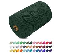 Uiopa Corda Macrame 3mm x 200m, Filo Macrame Cordoncino Cotone Naturale Spago Colorato Cordino per Borse Uncinetto, Wall Hanging, Decorazioni, Fai da Te, Piante da Appendere (Verde scuro)
