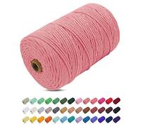 Uiopa Corda Macrame 3mm x 200m, Filo Macrame Cordoncino Cotone Naturale Spago Colorato Cordino per Borse Uncinetto, Wall Hanging, Decorazioni, Fai da Te, Piante da Appendere (Rosa carne)