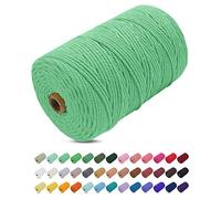 Uiopa Corda Macrame 3mm x 200m, Filo Macrame Cordoncino Cotone Naturale Spago Colorato Cordino per Borse Uncinetto, Wall Hanging, Decorazioni, Fai da Te, Piante da Appendere (Verde acqua)