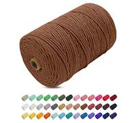 Uiopa Corda Macrame 3mm x 200m, Filo Macrame Cordoncino Cotone Naturale Spago Colorato Cordino per Borse Uncinetto, Wall Hanging, Decorazioni, Fai da Te, Piante da Appendere (Caramello)