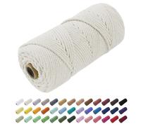 Uiopa Corda Macrame 4mm x 100m, Filo Macrame Cordoncino Cotone Naturale Spago Colorato Cordino per Borse Uncinetto, Wall Hanging, Decorazioni, Fai da Te, Piante da Appendere (Naturale)