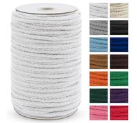 Uiopa Corda macramè da 5 mm x 90 m, spessa corda macramè in cotone intrecciato a 8 fili, corda di cotone bianco per appendere piante, appendere alla parete, acchiappasogni, giardino, progetti fai da