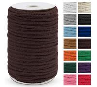 Uiopa Corda macramè da 5 mm x 90 m, spessa corda macramè in cotone intrecciato a 8 fili, corda di cotone color caffè per appendere piante, appendere alla parete, acchiappasogni, giardino, progetti fai