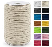 Uiopa Corda macramè da 5 mm x 90 m, spessa corda macramè in cotone intrecciato a 8 fili, corda in cotone naturale per appendere piante, appendere alla parete, acchiappasogni, giardino, progetti fai da