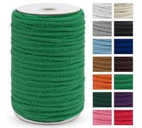 Uiopa Corda macramè da 5 mm x 90 m, spessa corda macramè in cotone intrecciato a 8 fili, verde erba per appendere piante, appendere alla parete, acchiappasogni, giardino, progetti fai da te