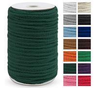 Uiopa Corda macramè da 5 mm x 90 m, spessa corda macramè in cotone intrecciato a 8 fili, verde scuro per appendere piante, appendere alla parete, acchiappasogni, giardino, progetti fai da te