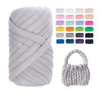 Uiopa Filato Gigante Grigio Chiaro, 250g Filo Cotone Grosso Tubolare a Mano, Gomitolo di Filato Chunky Yarn per Borse, Coperte, Cestini, Nidi di Animali Domestici, Artigianato Fai-da-Te