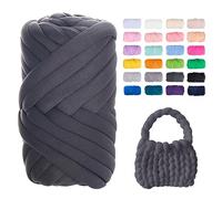 Uiopa Filato Gigante Grigio Scuro, 500g Filo Cotone Grosso Tubolare a Mano, Gomitolo di Filato Chunky Yarn per Borse, Coperte, Cestini, Nidi di Animali Domestici, Artigianato Fai-da-Te