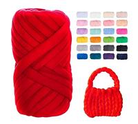 Uiopa Filato Gigante Rosso, 500g Filo Cotone Grosso Tubolare a Mano, Gomitolo di Filato Chunky Yarn per Borse, Coperte, Cestini, Nidi di Animali Domestici, Artigianato Fai-da-Te