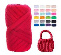 Uiopa Filato Gigante Vino Rosso, 500g Filo Cotone Grosso Tubolare a Mano, Gomitolo di Filato Chunky Yarn per Borse, Coperte, Cestini, Nidi di Animali Domestici, Artigianato Fai-da-Te