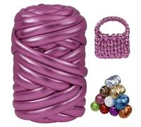 Uiopa Filato Grosso Metallico 500g/24m Filato Gigante per Borse, Fettuccia Metallico Tubolare Chunky Yarn Per Borse, Cestini, Fai da Te, Artigianato (Rosso Rosa Chiaro)