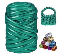 Uiopa Filato Grosso Metallico 500g/24m Filato Gigante per Borse, Fettuccia Metallico Tubolare Chunky Yarn Per Borse, Cestini, Fai da Te, Artigianato (Verde Smeraldo)