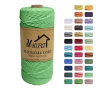 Uiopa Macrame Corda 2mm x 200m, Filo di Cotone 3 Strand Twisted, Filo Macrame Spago Colorato per Artigianato Fai da Te Piante da Appendere Acchiappasogni