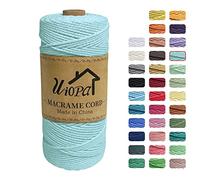 Uiopa Macrame Corda 2mm x 200m, Filo di Cotone 3 Strand Twisted, Filo Macrame Spago Colorato per Artigianato Fai da Te Piante da Appendere Acchiappasogni