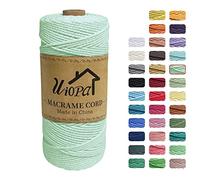 Uiopa Macrame Corda 2mm x 200m, Filo di Cotone 3 Strand Twisted, Filo Macrame Spago Colorato per Artigianato Fai da Te Piante da Appendere Acchiappasogni