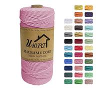 Uiopa Macrame Corda 2mm x 200m, Filo di Cotone 3 Strand Twisted, Filo Macrame Spago Colorato per Artigianato Fai da Te Piante da Appendere Acchiappasogni