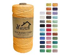 Uiopa Macrame Corda 2mm x 200m, Filo di Cotone 3 Strand Twisted, Filo Macrame Spago Colorato per Artigianato Fai da Te Piante da Appendere Acchiappasogni