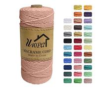 Uiopa Macrame Corda 2mm x 200m, Filo di Cotone 3 Strand Twisted, Filo Macrame Spago Colorato per Artigianato Fai da Te Piante da Appendere Acchiappasogni