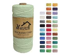 Uiopa Macrame Corda 2mm x 200m, Filo di Cotone 3 Strand Twisted, Filo Macrame Spago Colorato per Artigianato Fai da Te Piante da Appendere Acchiappasogni