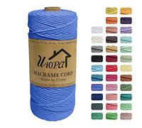 Uiopa Macrame Corda 2mm x 200m, Filo di Cotone 3 Strand Twisted, Filo Macrame Spago Colorato per Artigianato Fai da Te Piante da Appendere Acchiappasogni