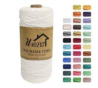 Uiopa Macrame Corda 2mm x 200m, Filo di Cotone 3 Strand Twisted, Filo Macrame Spago Colorato per Artigianato Fai da Te Piante da Appendere Acchiappasogni