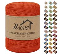 Uiopa Macrame Corda 3mm x 300m Arancia Macramè Filo Corda di Cotone Naturale Spago Colorato Cordino per Borse Uncinetto, Wall Hanging, Decorazioni, Bomboniere Fai da Te, Piante da Appendere