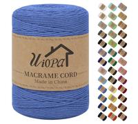 Uiopa Macrame Corda 3mm x 300m Blu Foschia Macramè Filo Corda di Cotone Naturale Spago Colorato Cordino per Borse Uncinetto, Wall Hanging, Decorazioni, Bomboniere Fai da Te, Piante da Appendere