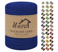 Uiopa Macrame Corda 3mm x 300m Blu Macramè Filo Corda di Cotone Naturale Spago Colorato Cordino per Borse Uncinetto, Wall Hanging, Decorazioni, Bomboniere Fai da Te, Piante da Appendere