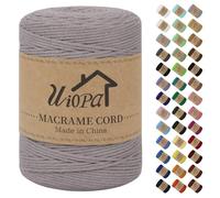 Uiopa Macrame Corda 3mm x 300m Canapa Grigia Macramè Filo Corda di Cotone Naturale Spago Colorato Cordino per Borse Uncinetto, Wall Hanging, Decorazioni, Bomboniere Fai da Te, Piante da Appendere