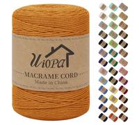 Uiopa Macrame Corda 3mm x 300m Dorato Macramè Filo Corda di Cotone Naturale Spago Colorato Cordino per Borse Uncinetto, Wall Hanging, Decorazioni, Bomboniere Fai da Te, Piante da Appendere