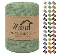Uiopa Macrame Corda 3mm x 300m Fagiolo Verde Macramè Filo Corda di Cotone Naturale Spago Colorato Cordino per Borse Uncinetto, Wall Hanging, Decorazioni, Bomboniere Fai da Te, Piante da Appendere